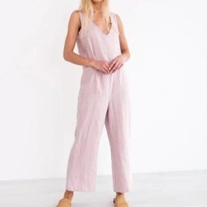 Handmade Sleeveless V-Neck Loose Linen Jumpsuit